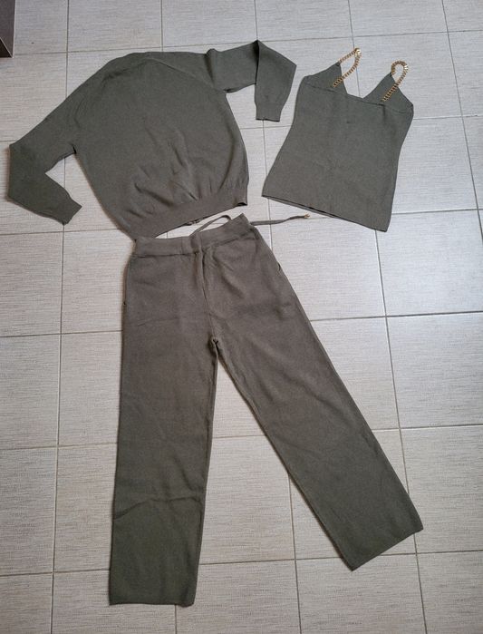 Dres damski dzianinowy 3 częściowy, komplet 3 częściowy L/40 nowy