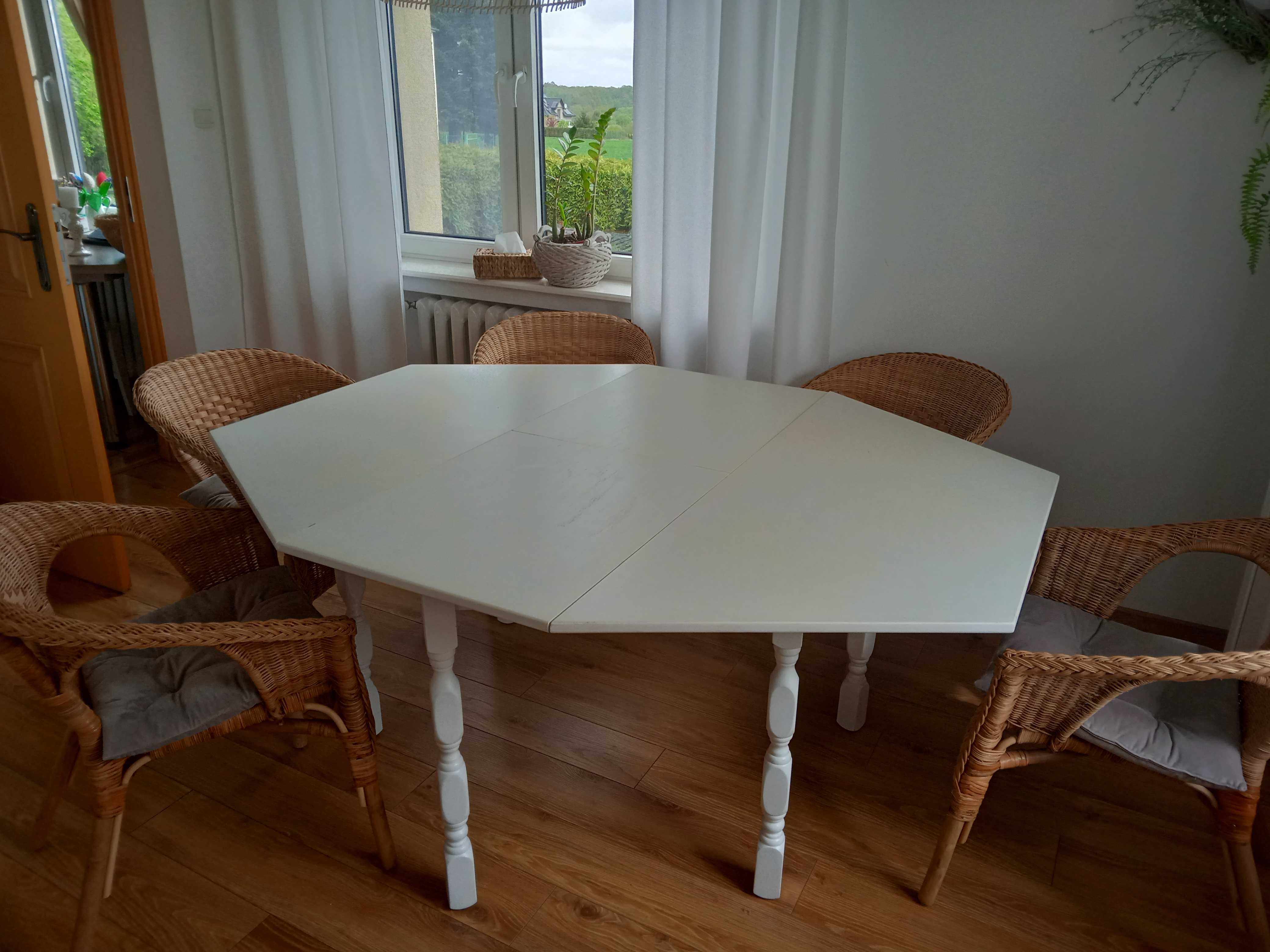 biały stół rozkładany drewniany stylowy