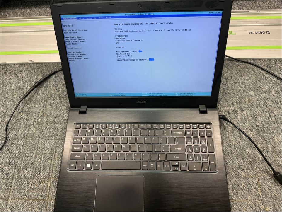 Laptop Acer bez systemu