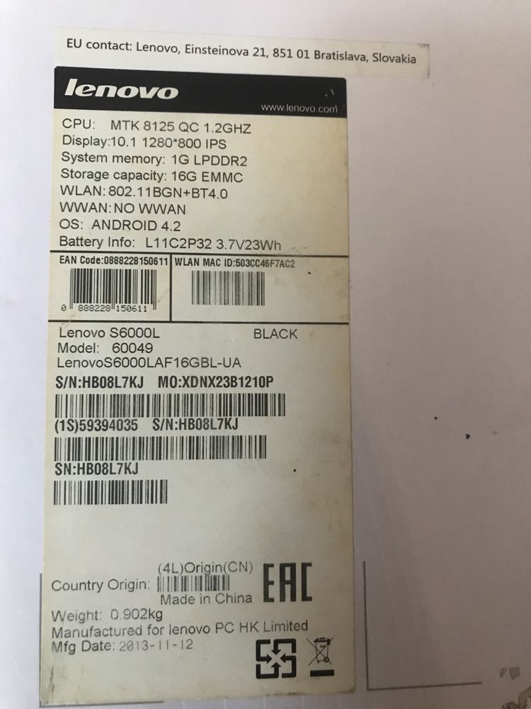 Планшет Lenovo S6000L
