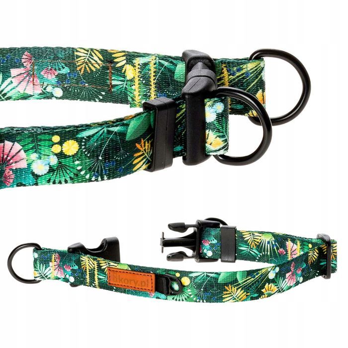 obroża dla małych piesków pinczer szpic bichon s 15 mm zielona nadruk