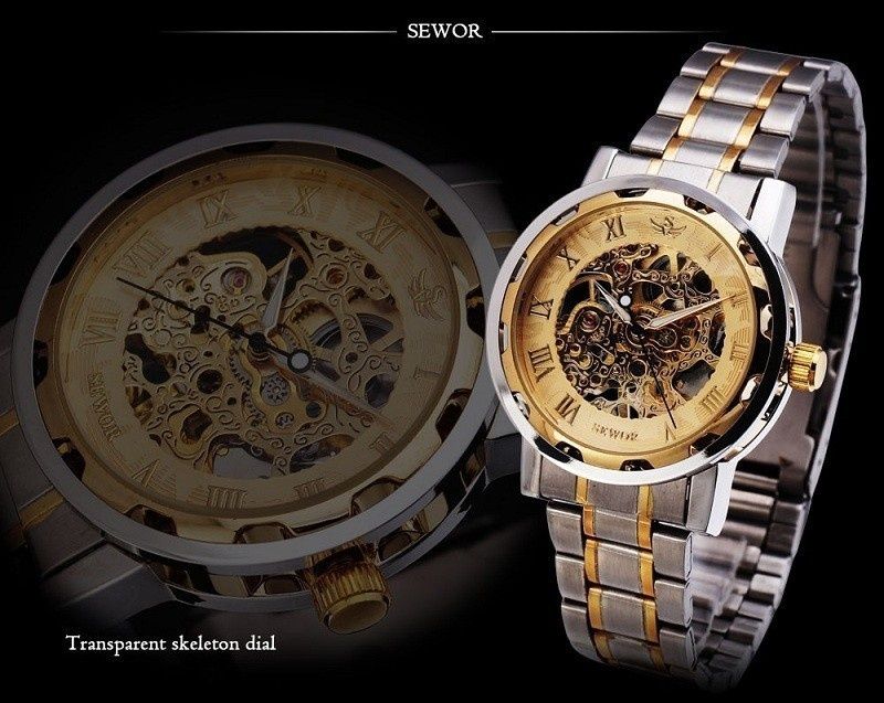 zegarek srebrny SKELETON mechaniczny na RUBINACH --> metalowy