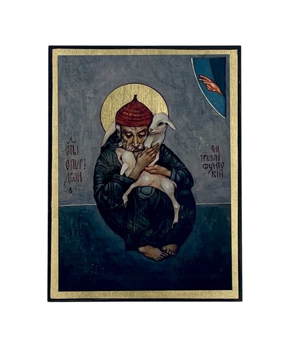 Икона Спиридон Тримифунтский  ручная работа