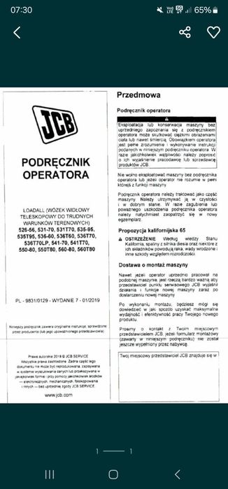 Instrukcja DTR JCB 526-56 DTR 531-70,535-95,