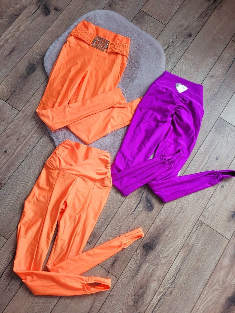 Leginsy Lycra La Diva pomarańcz fiolet polski producnt