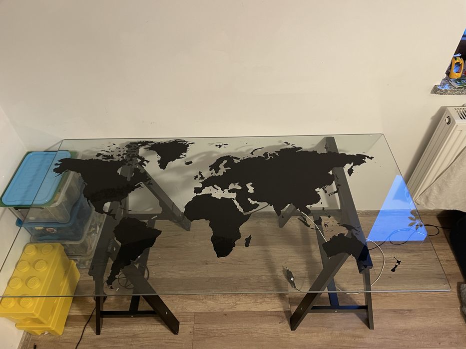 Oddam Blat biurka szklany Ikea Mapa świata