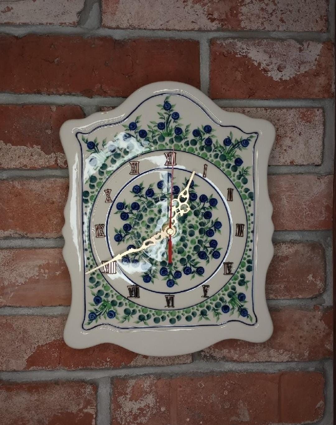 Zegar ścienny ceramika Bolesławiec duży