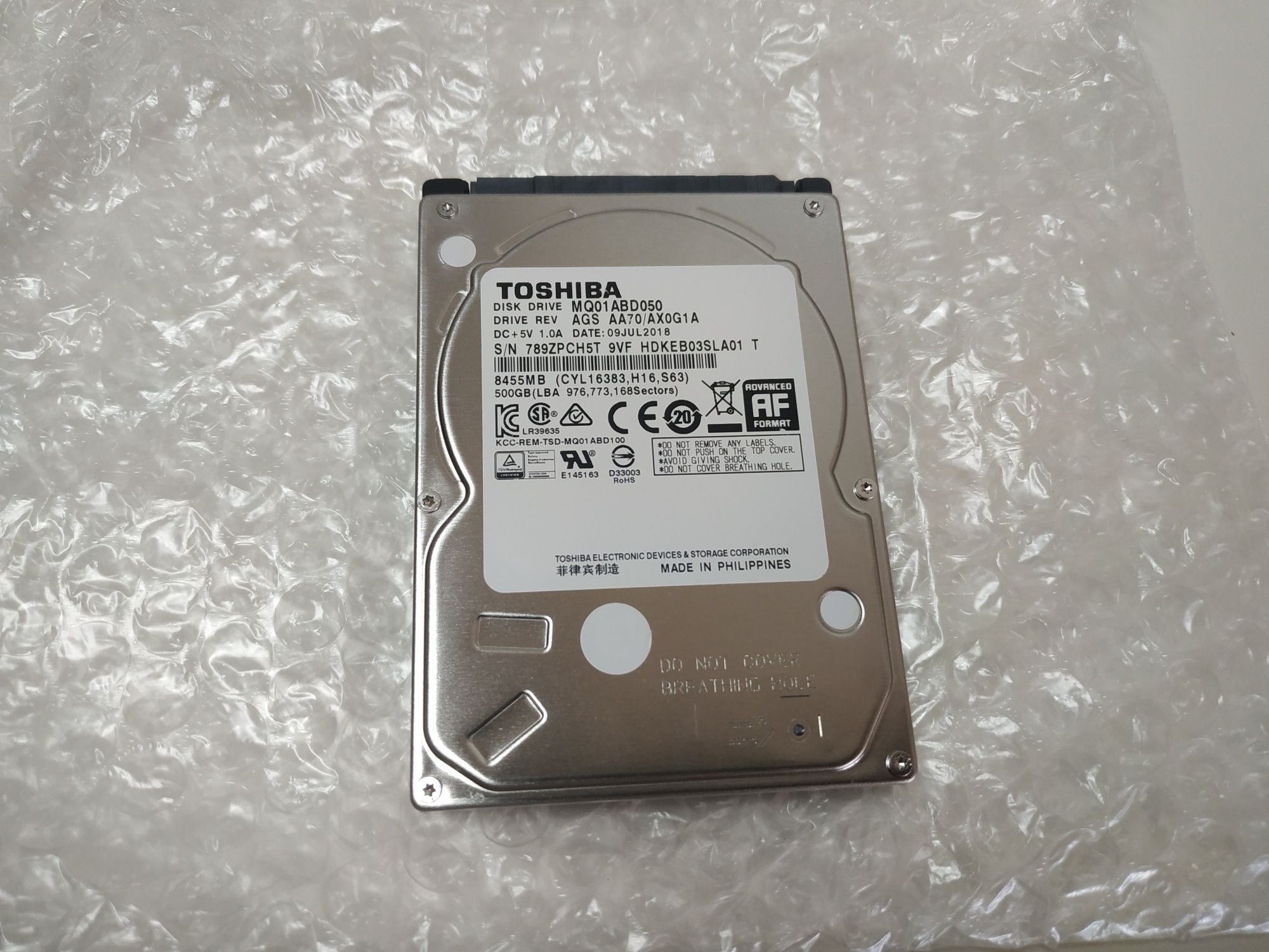 Toshiba 500GB HDD 2.5 SATA disco rígido como novo