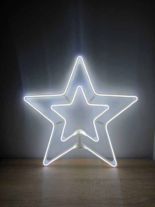 Gwiazda Do Zawieszenia Na Okno Świąteczna LED Świecąca Neon 4 Kolory