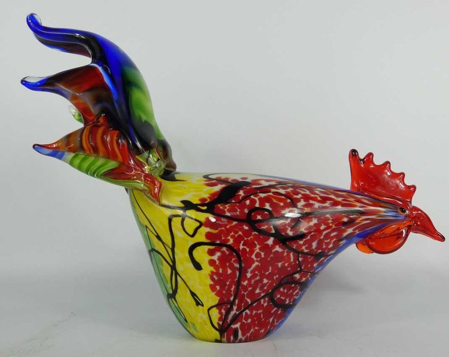 Duża Figura kolorowe szkło MURANO KOGUT kogucik ptak 2,3 kg