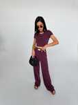 Komplet PRIVATE bordo LA MANUEL top +spodnie S i M