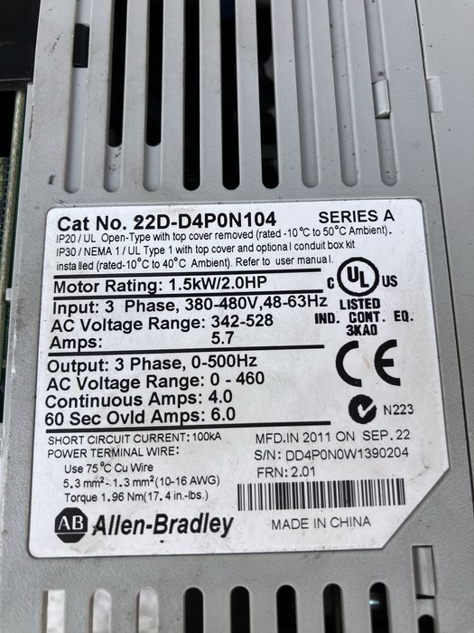 Falownik allen bradley 1,5 kw