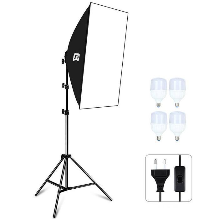 Zestaw Studyjny Puluz Softbox Led 50X70Cm, Statyw, Żarówki Led 4 Szt