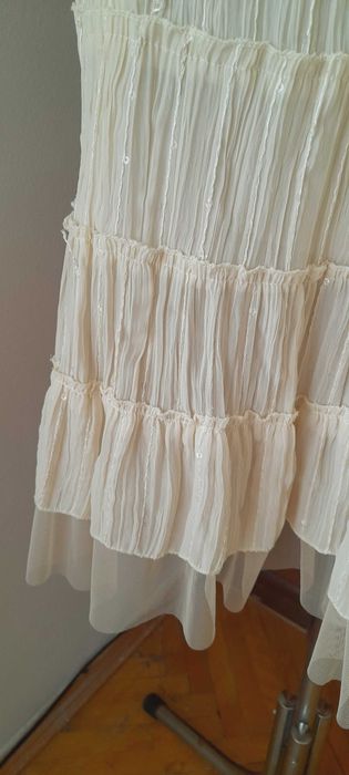 Spódnica boho, w odcieniu masełkowy żółty, Vintage.