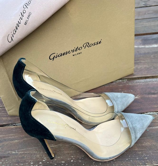 Gianvito Rossi szpilki nubuk+silikon 37