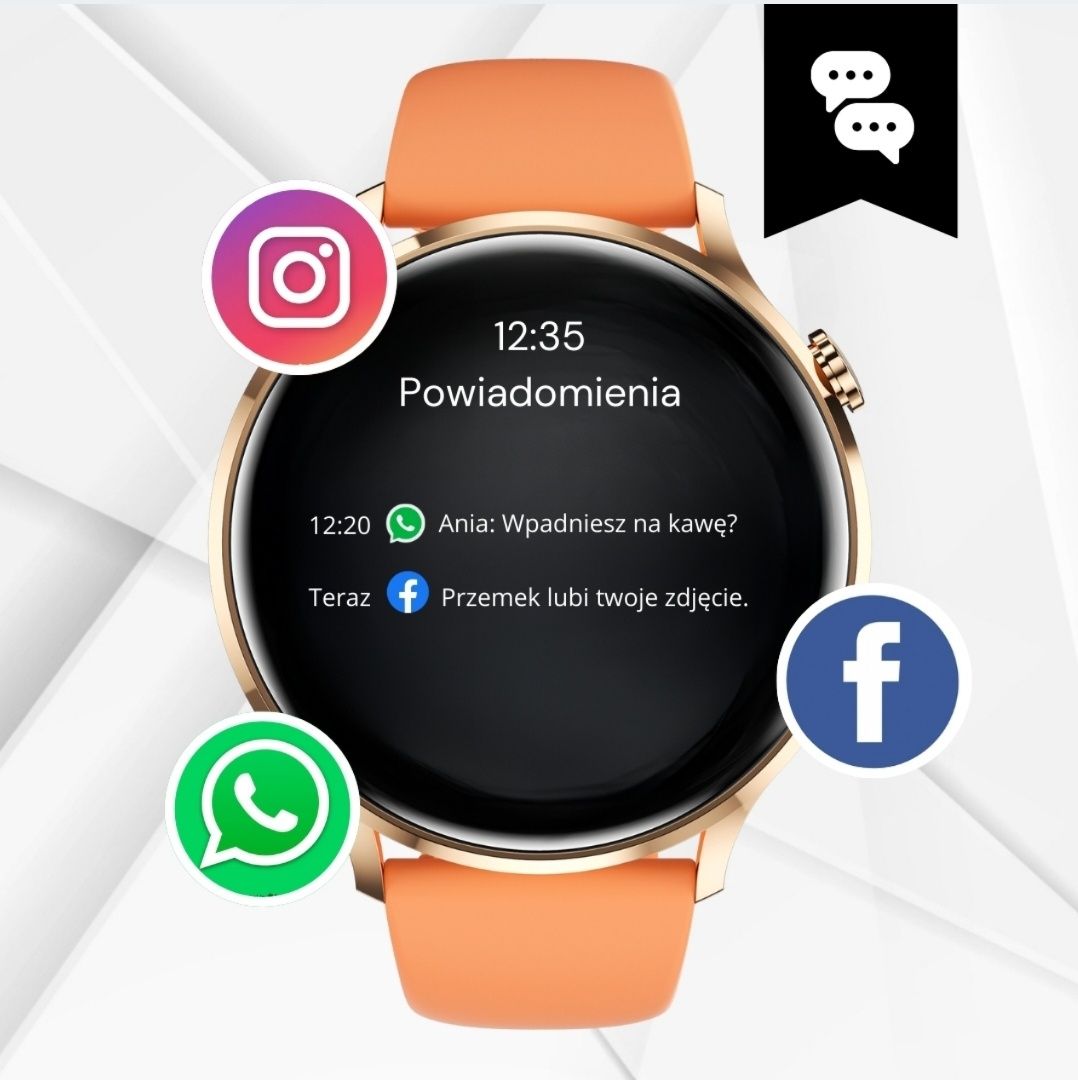 SMARTWATCH damski ZEGAREK wodoodporny PL MENU rozmowy SMART WATCH + 4