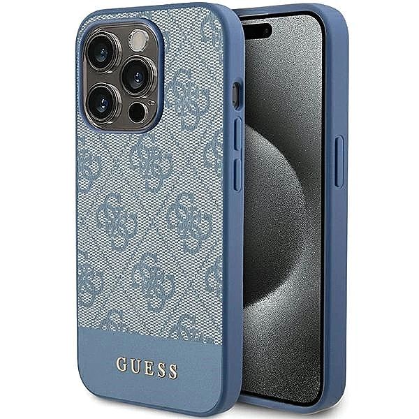 Etui Guess 4G Stripe Collection na iPhone 15 Pro Max - niebieskie