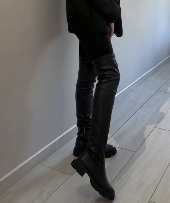 Ботфорти сапоги жіночі натуральна шкіра зимові 39 розмір жіноче взуття