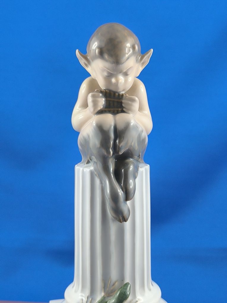 Faun na kolumnie z jaszczurką Royal Copenhagen #porcelana #ozdoba