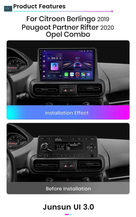 Rádio android Citroen Berlingo Peugeot Partner Opel Combo 2019-25 NOVO