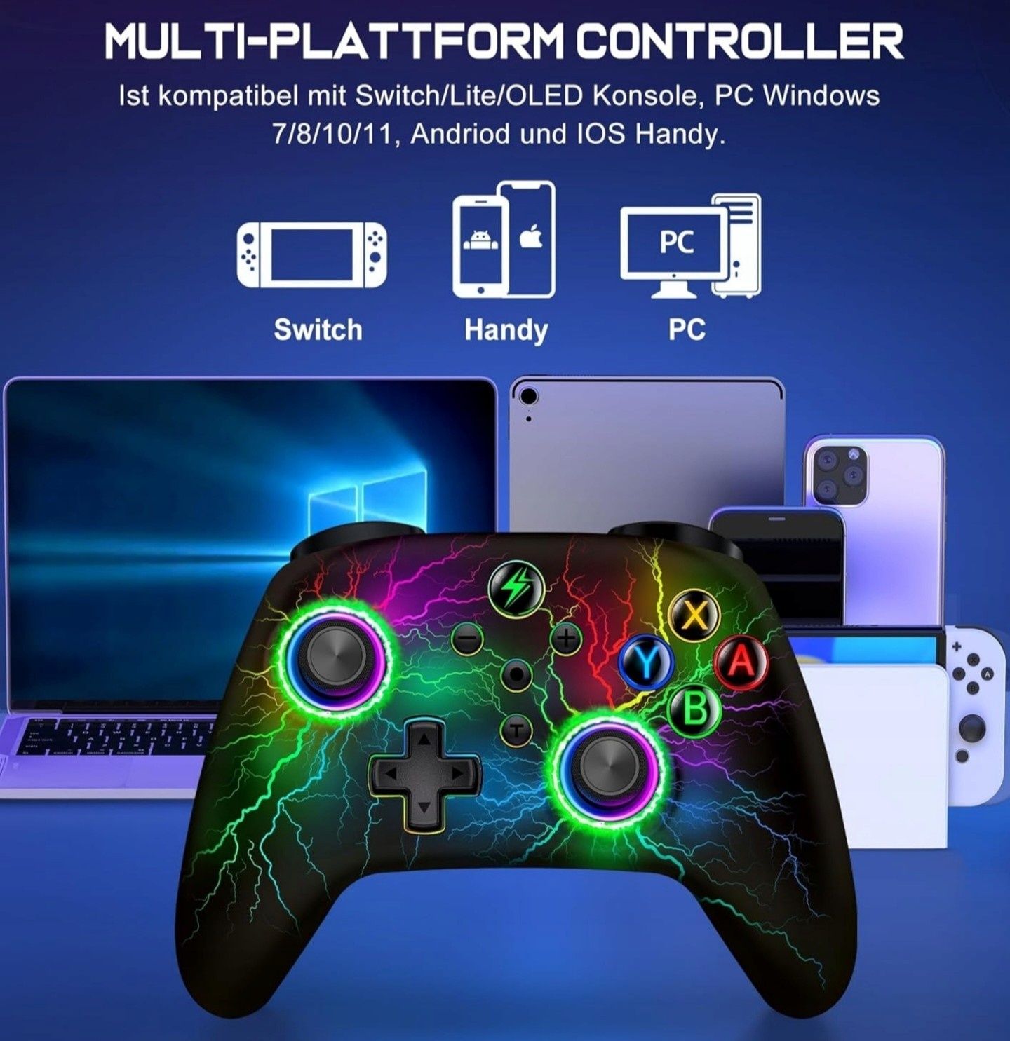 Kontroler bezprzewodowy NS/PC/Android/IOS RGB Turnbo Function