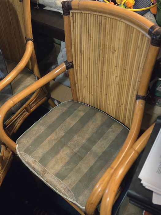 6 foteli z bambusa i rattanu vintage
