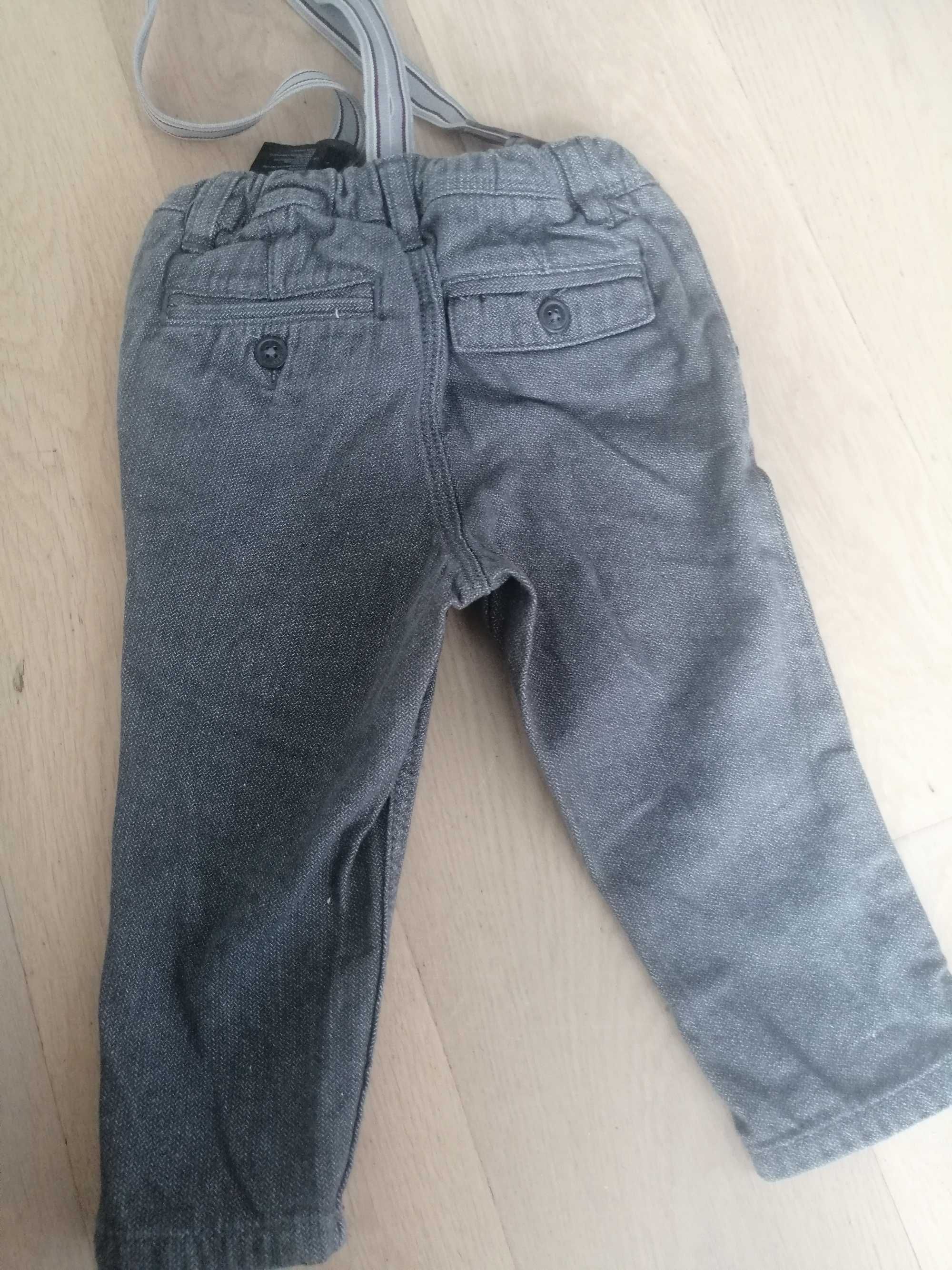 Spodneki chinos h&m 68, na szelkach