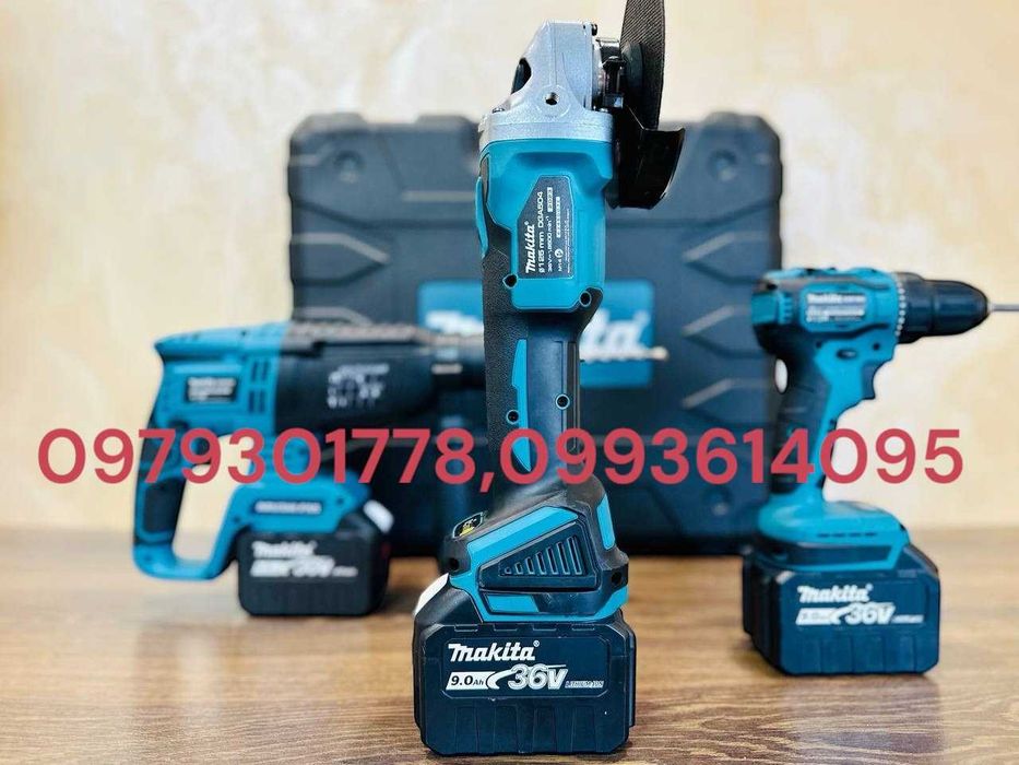 Makita 3/1 Болгарка DGA 504 + Шуруповерт DDF 484 + Перфератор DHR 202