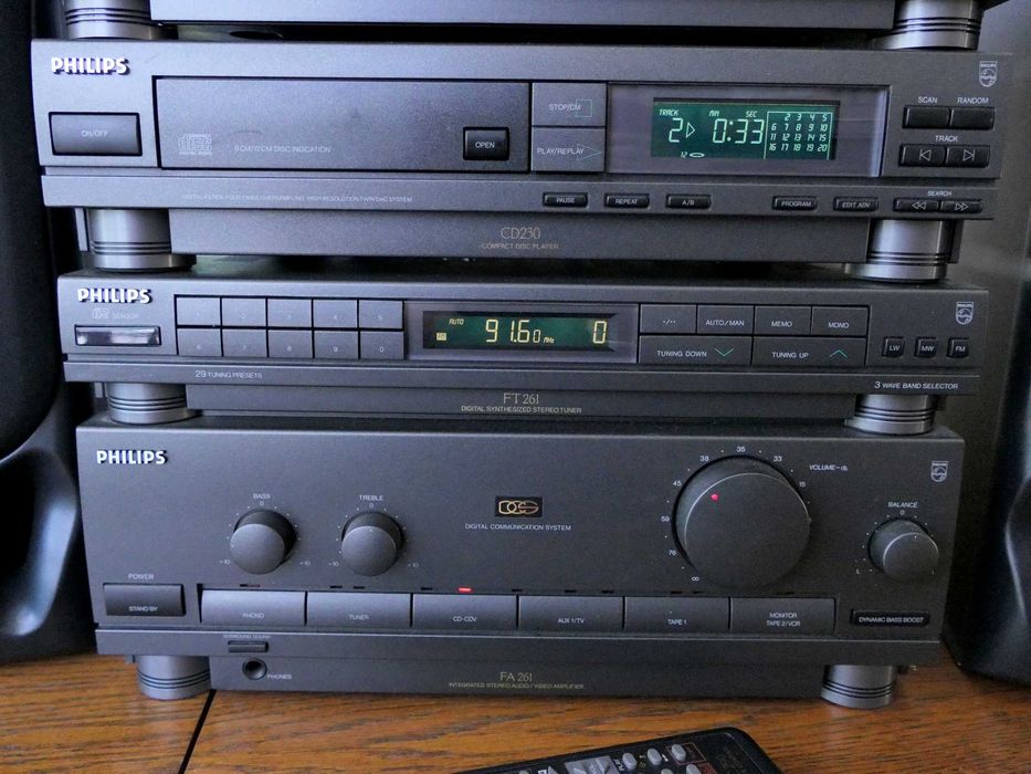 wieża Philips z gramofonem, głośnikami, solidna ciężka i SPRAWNA, film