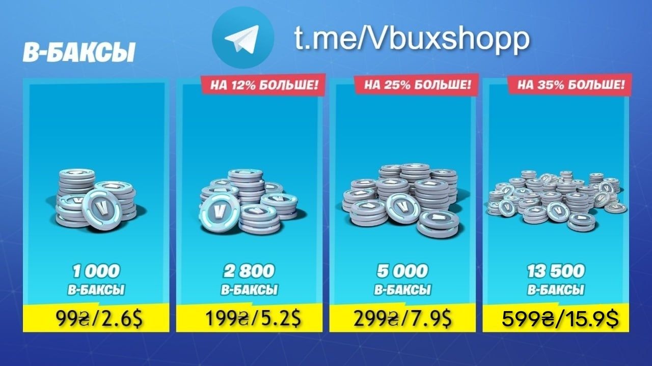 Найдешевші В-бакси Фортнайт в Україні/Fortnite V-bucks in Ukraine.
