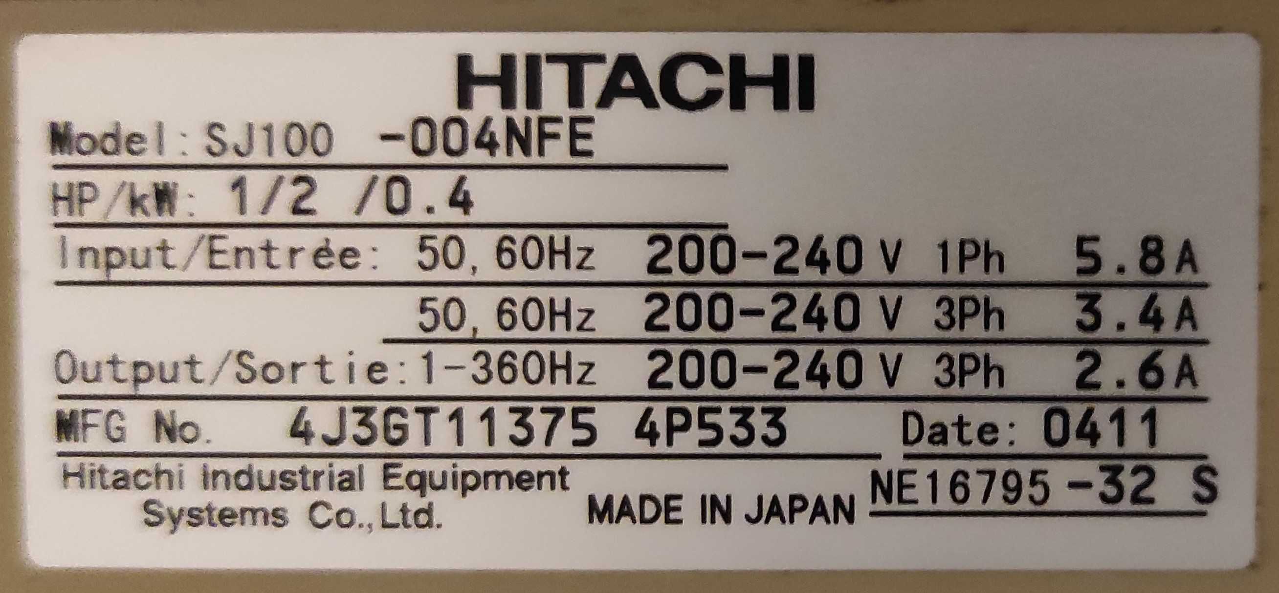 Falownik Hitachi 0,4 kW zasilanie 230V