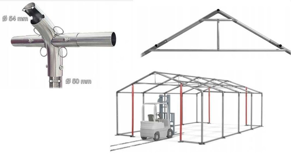 6x12x2m Namiot magazynowy Przemysłowy towarowy całoroczny Szary W PRO