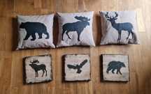 Piękny zestaw 3x poduszka i 3x obrazek Ikea Bjornamo