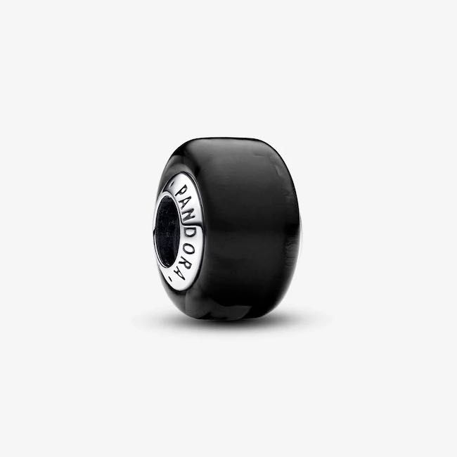 Conta Vidro Murano Preto Pandora em Prata de Lei 925 Novo!