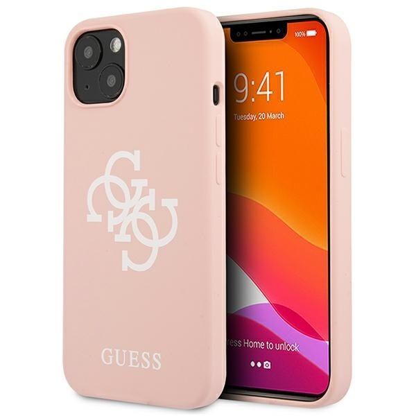 Guess Etui iPhone 13 Mini 5,4" Różowe Silicone 4G Logo