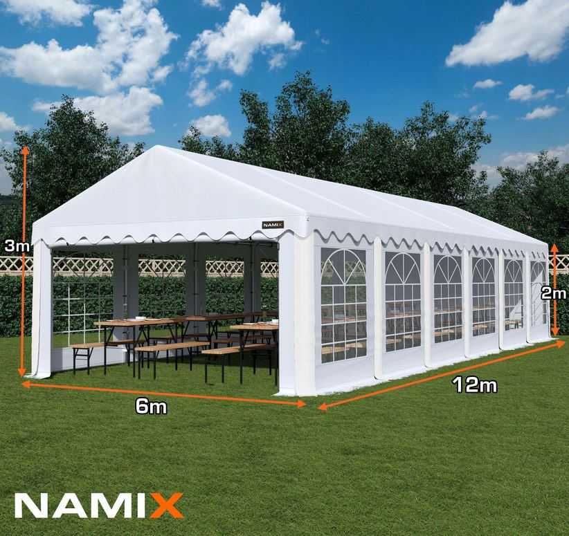 Namiot BASIC 6x12m ogrodowy wiata garaż imprezowy eventowy PE 240g