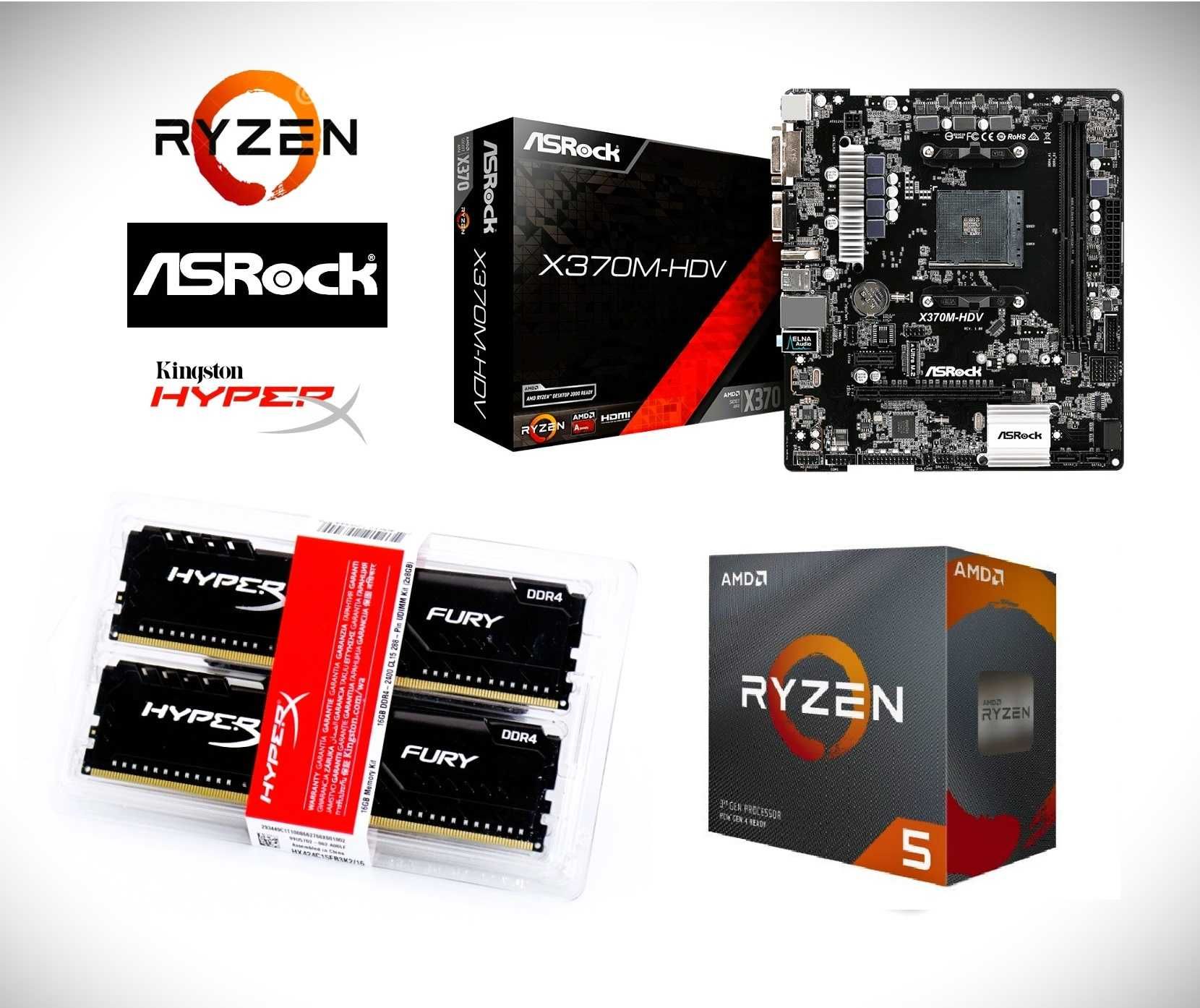 Ryzen 5 1600X+ X370+ 16Gb DDR4 ігровий комплект s-AM4
