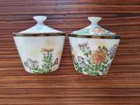 Frascos com tampa de porcelana pintada, Fabricado no Japão.