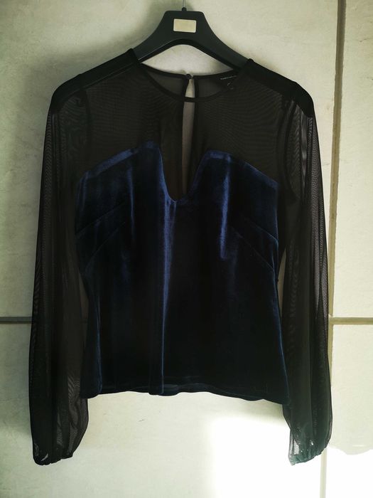 Karen Millen bluzka granatowa z siateczką r. 42