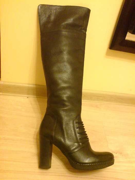 NOWE Buty-Kozaki OFICERKI Wysokie37 Natural skóra100% BRĄZ I-Klasa Gw6