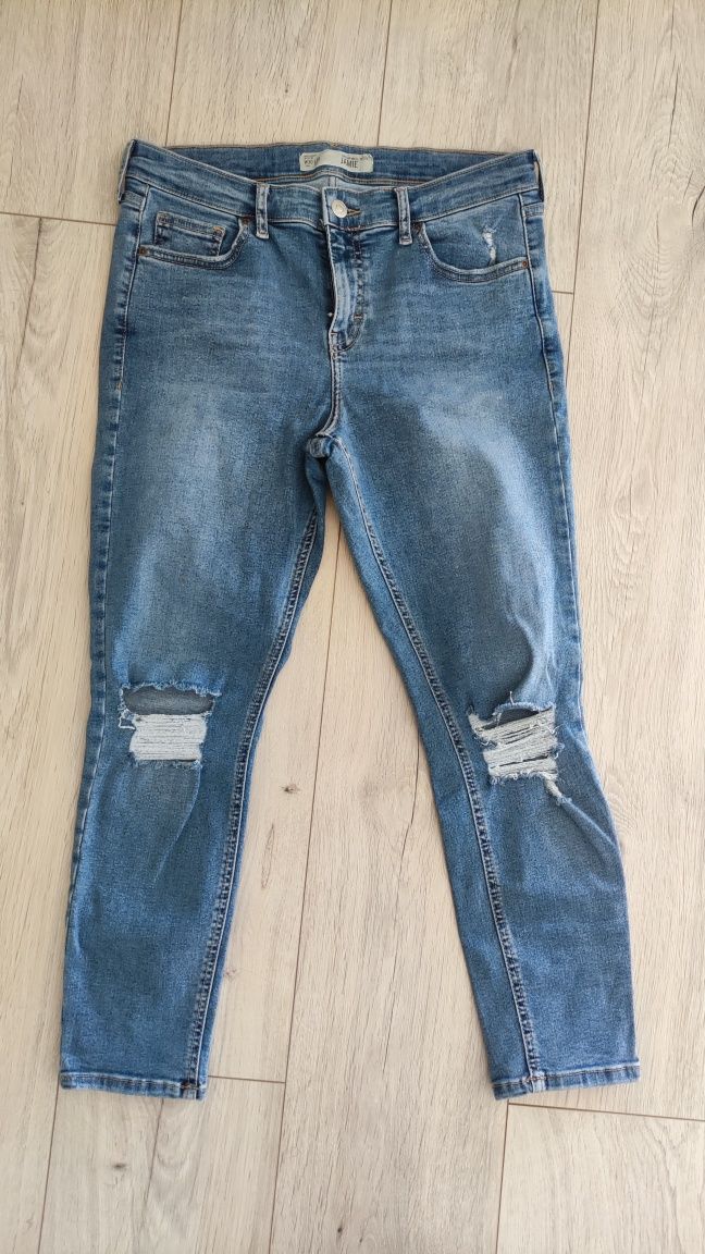 M/L W30L28 dla niskiej Topshop jeansy spodnie jamie denim rozprucia
