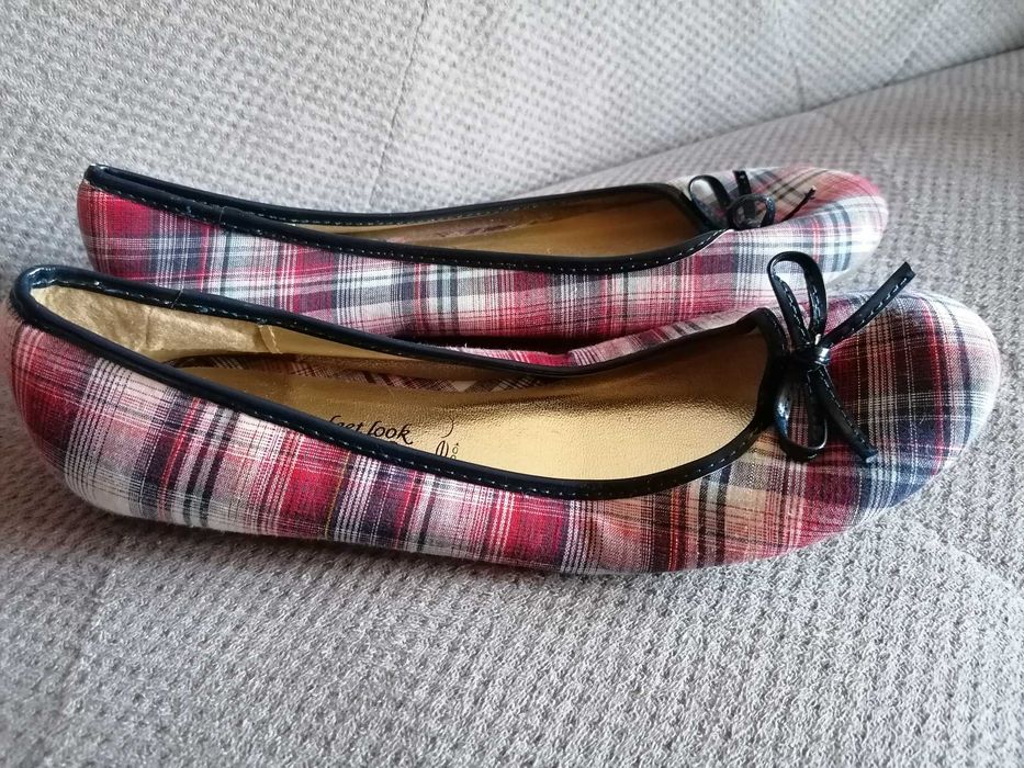 Kolorowe balerinki w szkocka kratkę nowe 37 Gorgeous