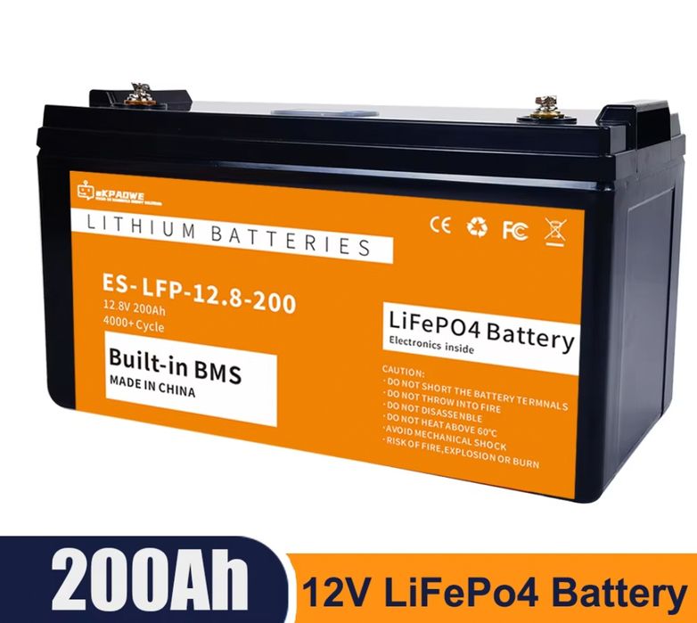 12v 200AH LiFePO4 акумулятор з BMS та дісплеєм