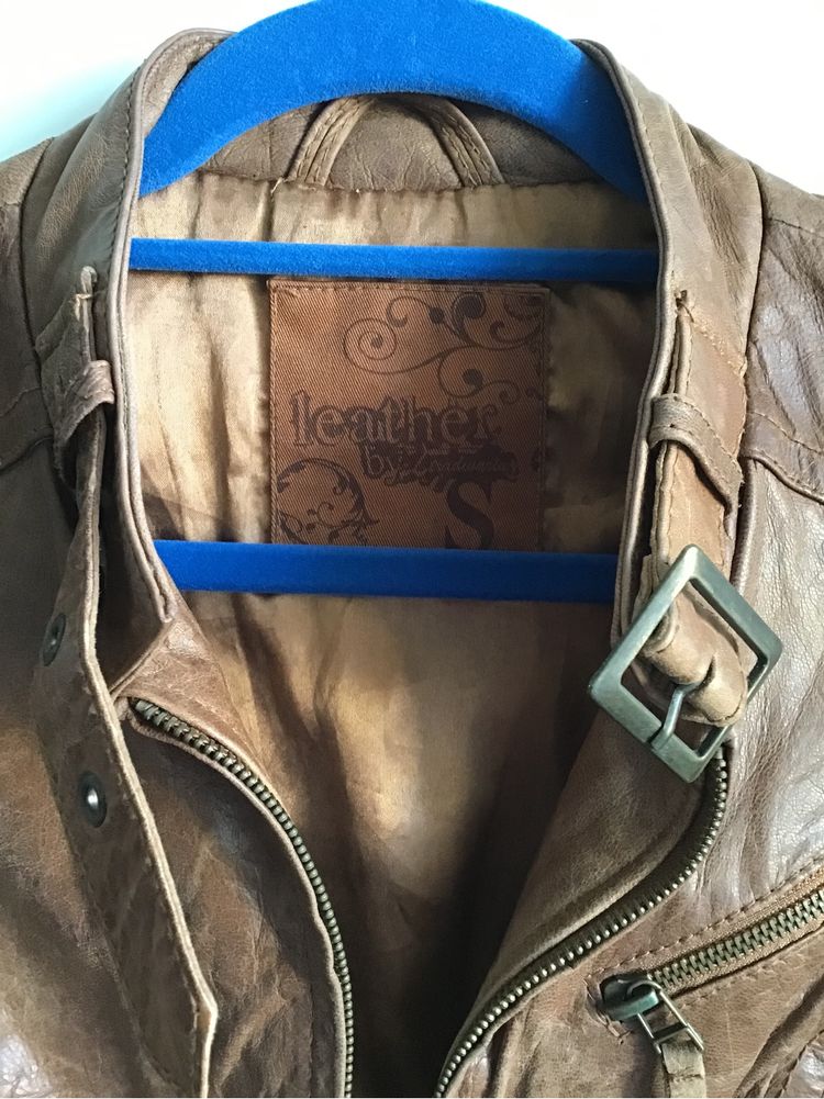 STRADIVARIUS kurtka ramoneska SKÓRA naturalna, r. S