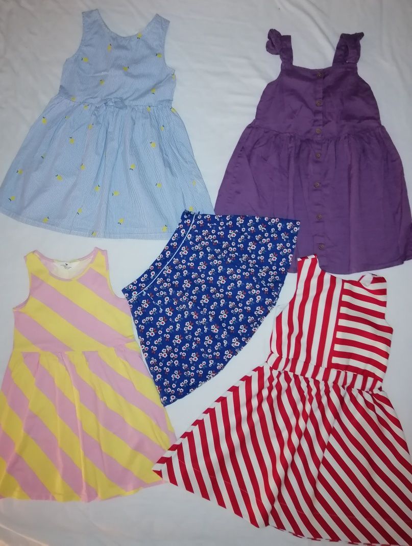 5x H&M r. 110/116 sukienka letnia spódniczka granatowa śliczna cudo
