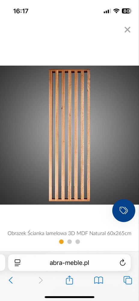Nowa scianka lamelowa 60x265 cm