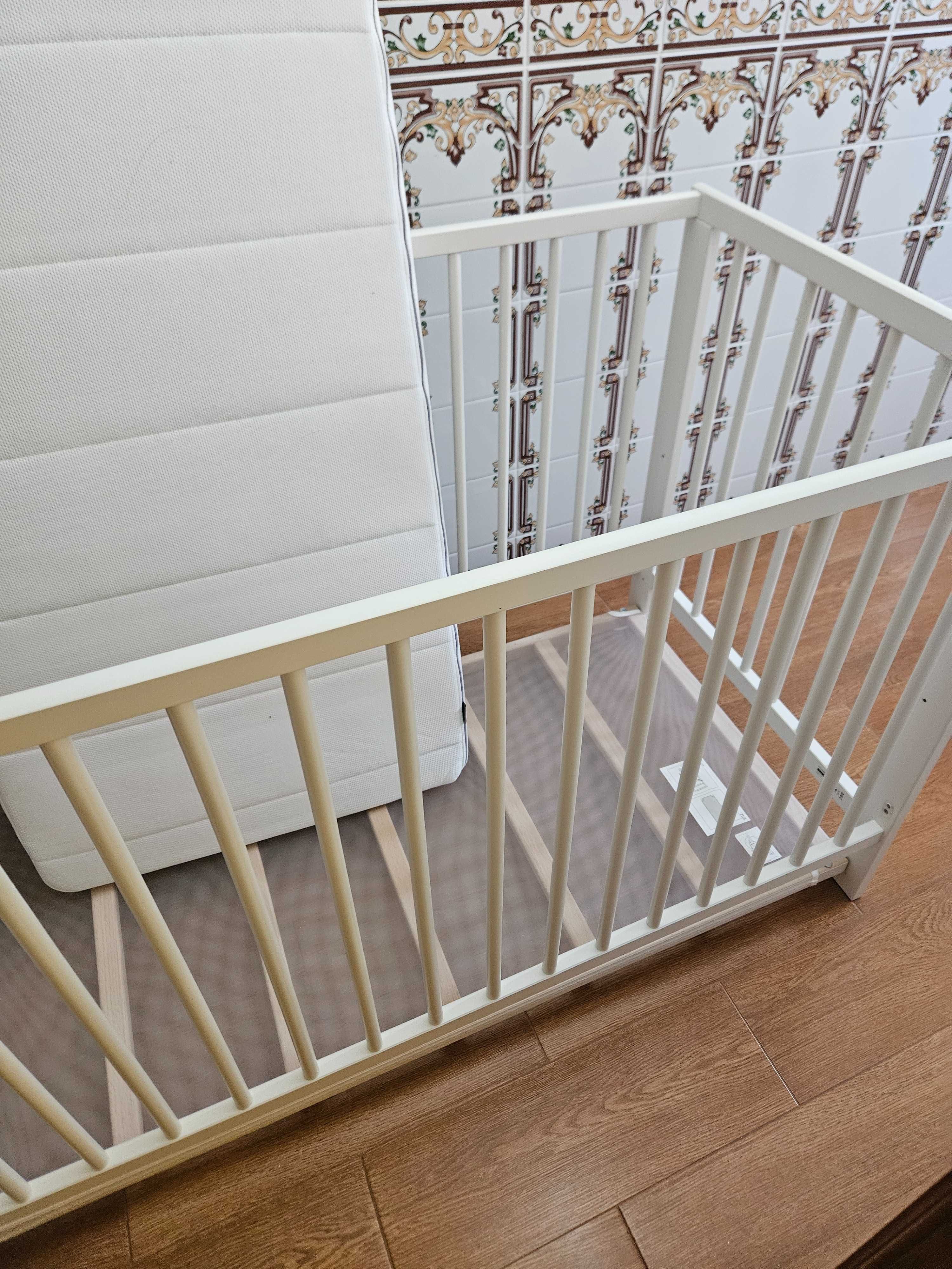 Berço criança branco 60x120 cm, com colchão