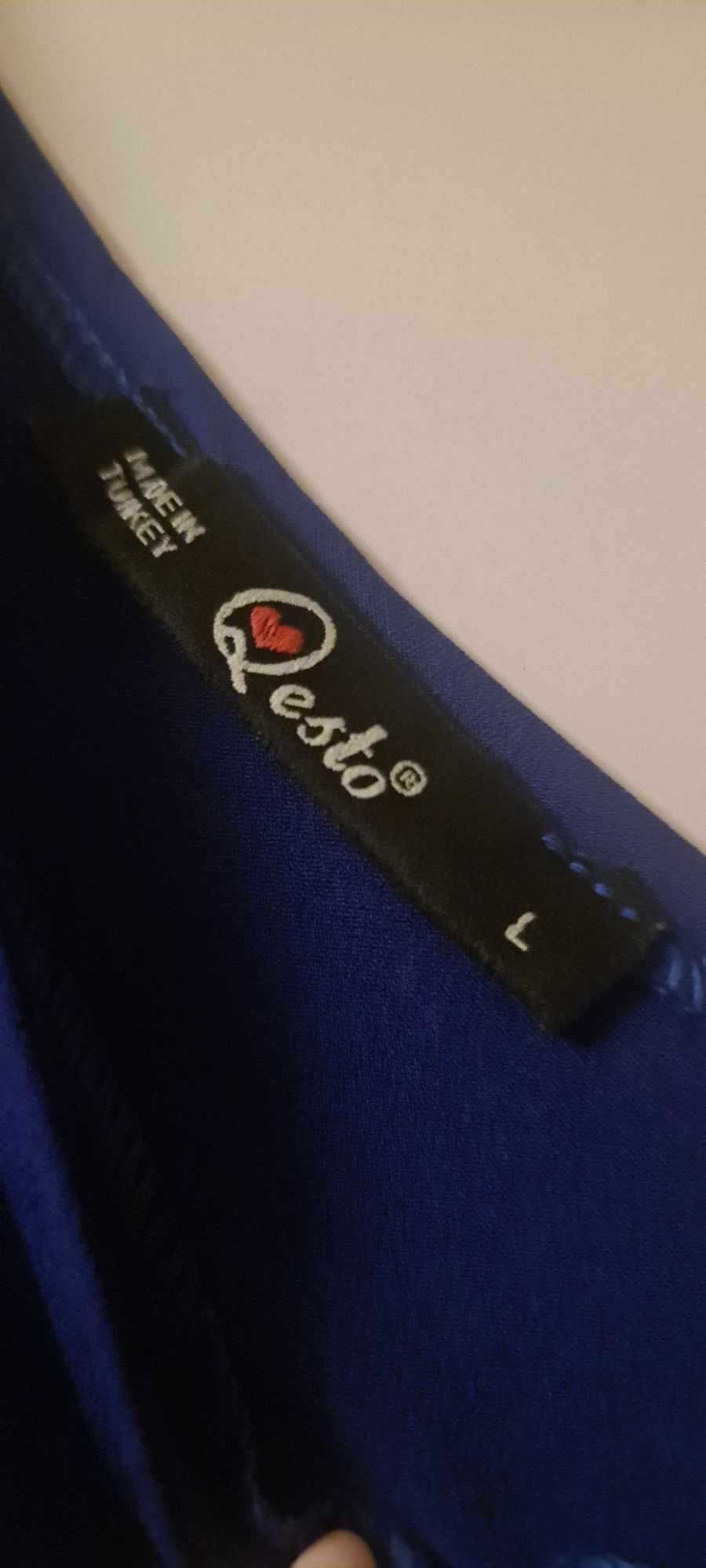 Niebieska sukienka, odkryte ramiona, wesele, poprawiny L