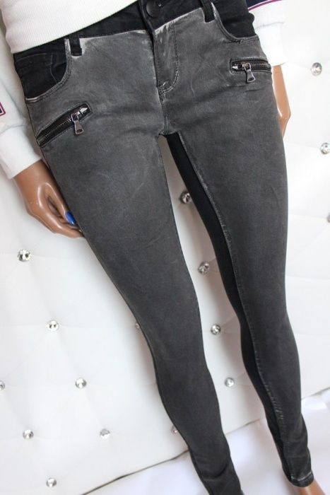 Jeansy dwukolorowe zip 36