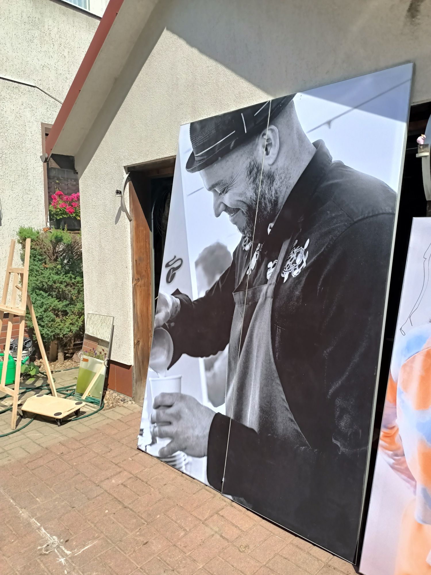 Mega duży, nowoczesny podwójny obraz mężczyzna z kawą 230x160